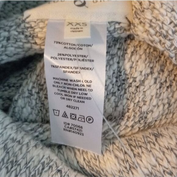 Lou & Grey Size XXS Marled Sweater Knit Poncho Cotton Blend Gray White Marled - Picture 3 of 12